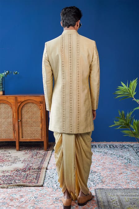 Philocaly Tejav Mirror Work Bandhgala Jacket & Kurta Set 
