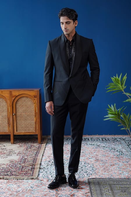 Philocaly Noctis Shawl Lapel Diagonal Pintuck Tuxedo 