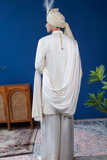 Philocaly Daneer Embroidered Houndstooth Sherwani Set 