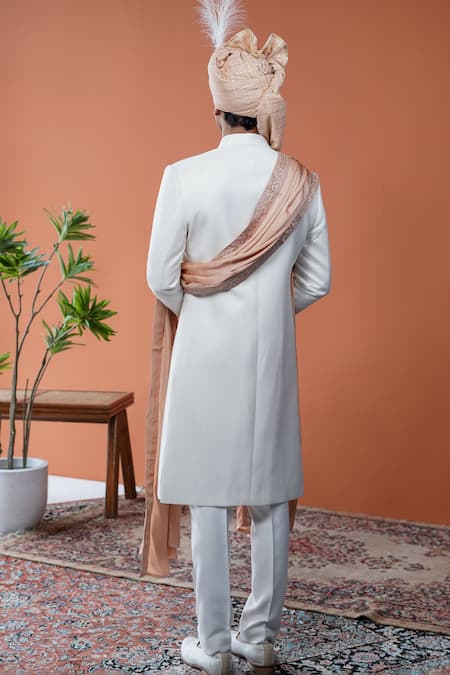 Philocaly Doriyaar Geometric Criss-Cross Sherwani Set  