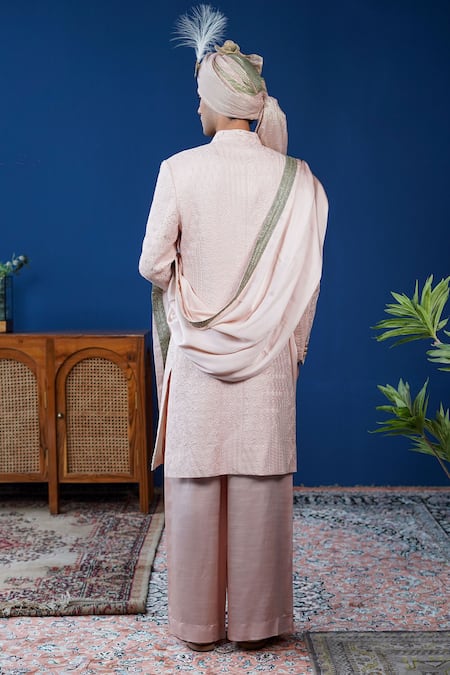 Philocaly Gulsha Floral Pitta Work Sherwani Set  