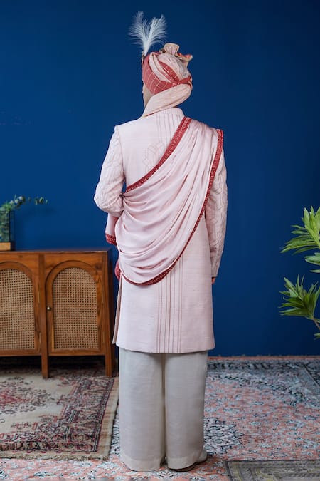 Philocaly Zaroon Diamond Pattern Sherwani Set  