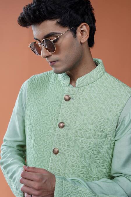 Buy_Philocaly_Mint Silk Embroidery Auric Bundi _Online_at_Aza_Fashions