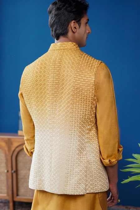 Philocaly Basant Embroidered Ombre Bundi 