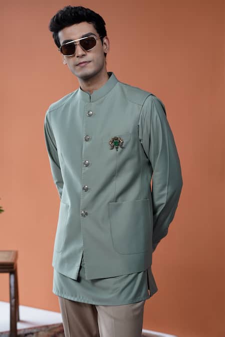 Philocaly Green Wool Brooches Vanraj Sage Perennial Bundi 
