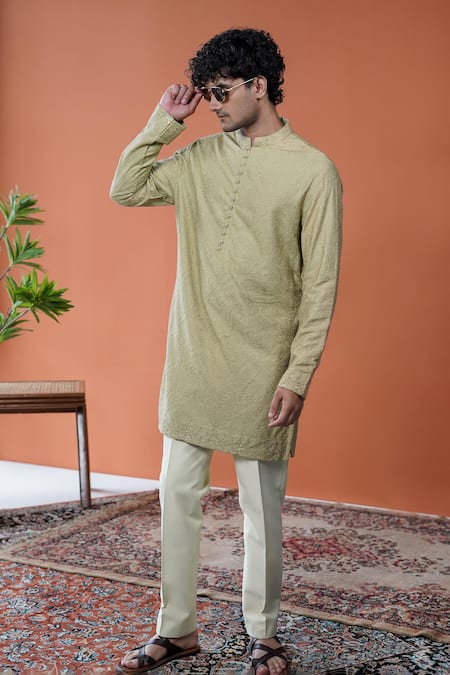 Philocaly Meer Dabka Embroidered Silk Kurta 