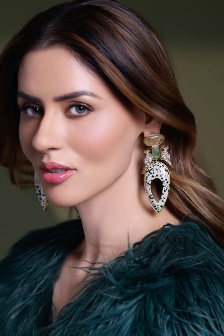 Joules By Radhika Gold Plated Stones, Crystals Fierce Dusk Drop Earrings 