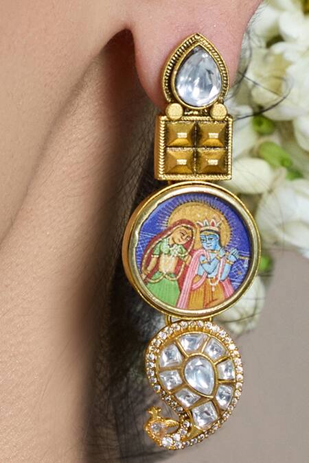 Joules By Radhika_Multi Color Stones Rajsi Noor Earrings_Online_at_Aza_Fashions