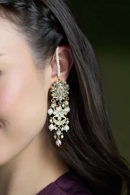 Joules by Radhika Moontrail Pearl Embellished Drop Earrings 