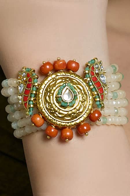 Joules By Radhika_Multi Color Beads, Stones Blossom Embellished Bracelet _Online_at_Aza_Fashions