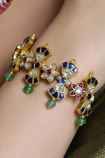 Joules by Radhika_Gold Plated Stones, Beads Regal Sparkle Temple Bracelet _Online_at_Aza_Fashions