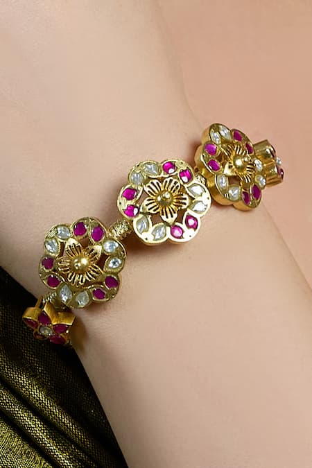 Joules By Radhika_Gold Plated Stones Verdant Glow Charm Bracelet _Online_at_Aza_Fashions