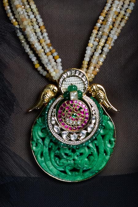 Joules By Radhika Multi Color Crown Aura Pendant Necklace Online at Aza Fashions Joules By Radhika_Multi Color Crown Aura Pendant Necklace _Online_at_Aza_Fashions