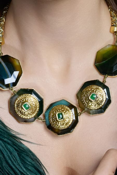 Joules By Radhika Gold Plated Majestic Black Aura Choker Necklace Online at Aza Fashions Joules By Radhika_Gold Plated Majestic Black Aura Choker Necklace _Online_at_Aza_Fashions