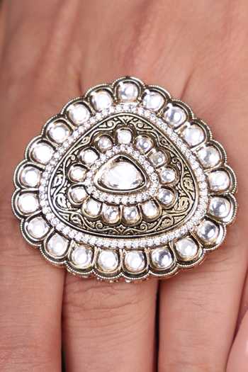Joules by Radhika_Gold Plated Stones Regal Kundan Studded Ring _Online_at_Aza_Fashions