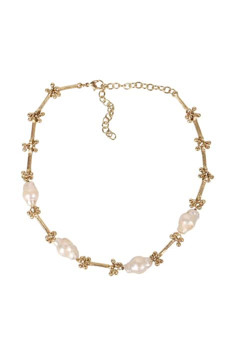 House Of Tuhina Gold Plated Mallika Pearl Necklace 