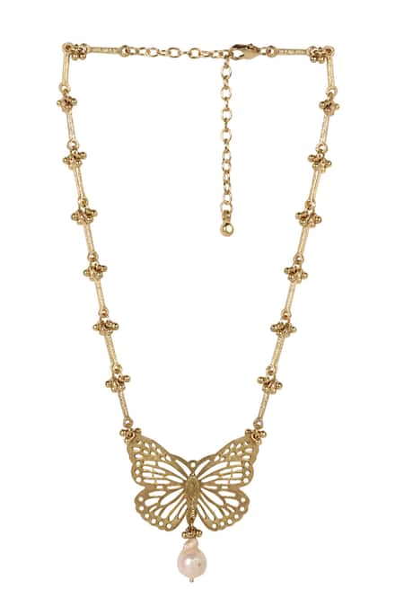 House Of Tuhina Gold Plated Amodini Butterfly Necklace 