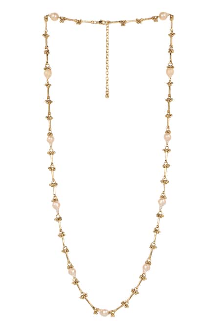 House Of Tuhina Gold Plated Bibbo Pearl Necklace 