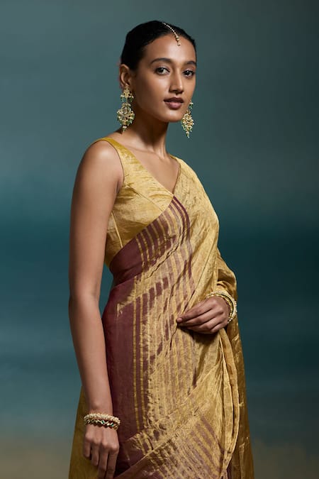 Shop Dressfolk Purple Tissue Zari Jyotika Handloom Saree With Unstitched Blouse Piece Online at Aza Fashions Shop_Dressfolk_Purple Tissue Zari Jyotika Handloom Saree With Unstitched Blouse Piece _Online_at_Aza_Fashions