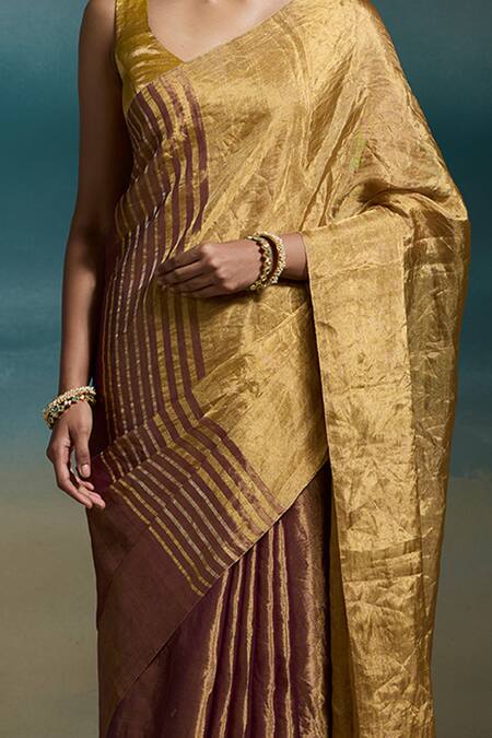 Buy Dressfolk Purple Tissue Zari Jyotika Handloom Saree With Unstitched Blouse Piece Buy_Dressfolk_Purple Tissue Zari Jyotika Handloom Saree With Unstitched Blouse Piece