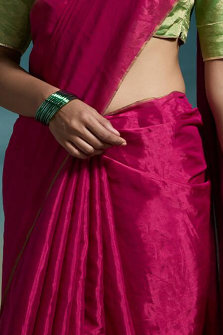 Buy Dressfolk Pink Tissue Tassels Preyasi Handloom Saree With Unstitched Blouse Piece Online at Aza Fashions Buy_Dressfolk_Pink Tissue Tassels Preyasi Handloom Saree With Unstitched Blouse Piece _Online_at_Aza_Fashions