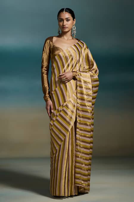 Dressfolk Kanika Handloom Tissue Saree With Unstitched Blouse Piece 