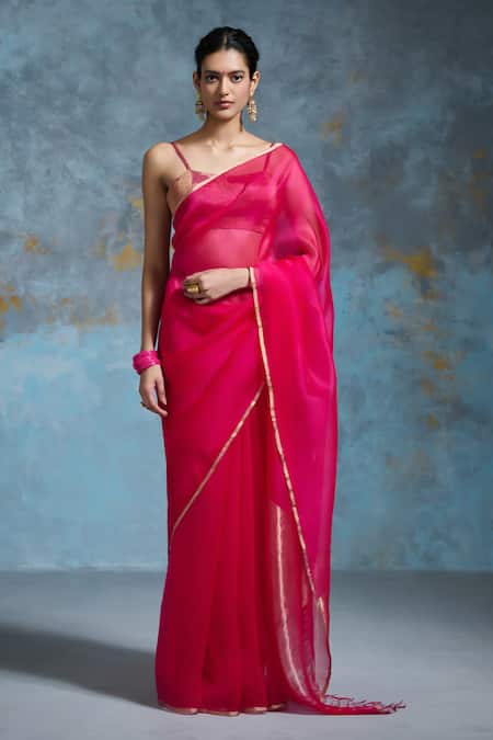 Dressfolk Palasha Organza Saree With Unstitched Blouse Piece 