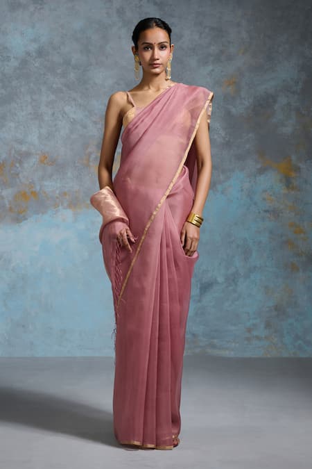 Dressfolk Kriti Organza Saree With Unstitched Blouse Piece 