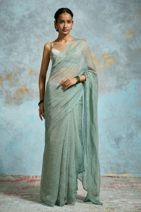 Dressfolk Anvita Banarasi Tissue Saree With Unstitched Blouse Piece 