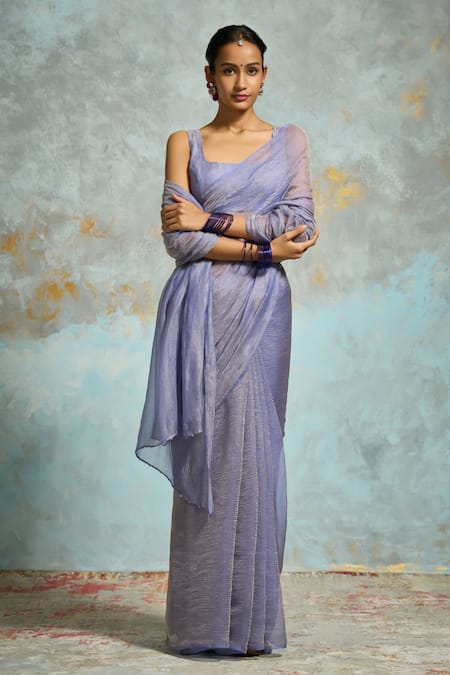 Dressfolk Lavika Tissue Saree With Unstitched Blouse Piece 