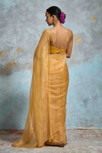 Dressfolk Priti Tissue Saree With Unstitched Blouse Piece 