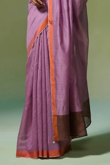 Buy_Dressfolk_Purple Chanderi Begum Saree With Unstitched Blouse Piece _Online_at_Aza_Fashions