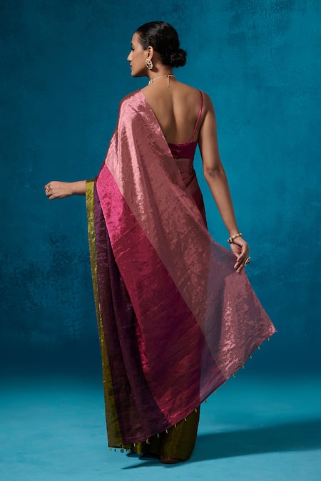 Dressfolk Shiddat Tissue Saree With Unstitched Blouse Piece 