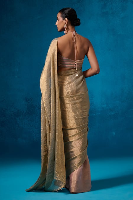 Dressfolk Farozaan Tissue Saree With Unstitched Blouse Piece 