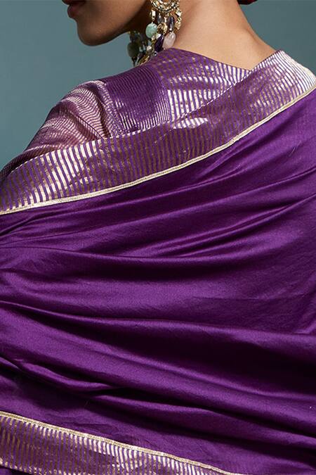 Buy_Dressfolk_Purple Chanderi Zari V-neck Chahak Anarkali Set