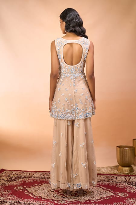 Alaya Advani Floral Hand Embroidered Peplum Kurta Sharara Set 