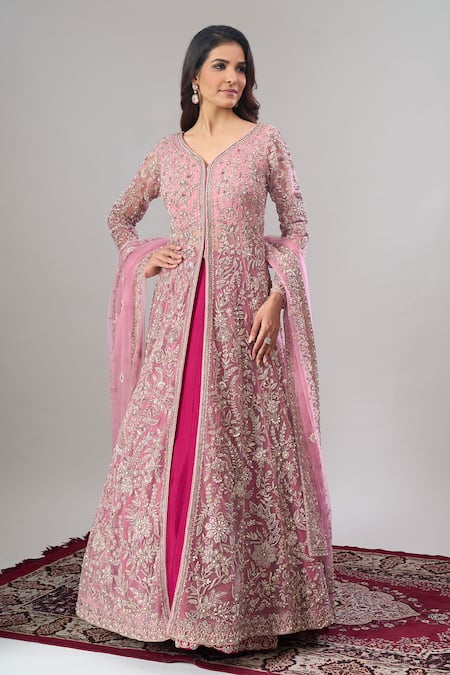 Alaya Advani Floral Hand Embroidered Anarkali Lehenga Set 