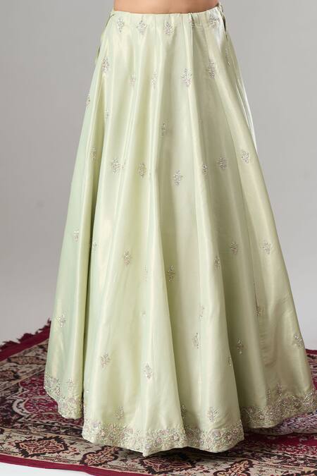 Alaya Advani Green Net, Silk Embroidery, Sequins Scoop Neck Hand Anarkali Lehenga Set Online at Aza Fashions Alaya Advani_Green Net, Silk Embroidery, Sequins Scoop Neck Hand Anarkali Lehenga Set _Online_at_Aza_Fashions