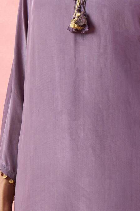 Alaya Advani Purple Crepe Embroidery, Tassels, Foil Printing Kurta And Floral Dhoti Pant Online at Aza Fashions Alaya Advani_Purple Crepe Embroidery, Tassels, Foil Printing Kurta And Floral Dhoti Pant _Online_at_Aza_Fashions