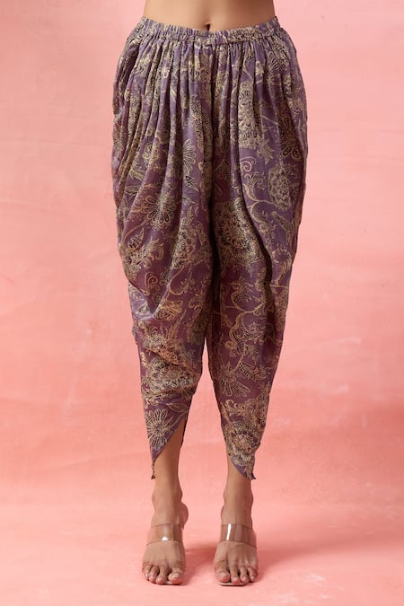 Buy Alaya Advani Purple Crepe Embroidery, Tassels, Foil Printing Kurta And Floral Dhoti Pant Online at Aza Fashions Buy_Alaya Advani_Purple Crepe Embroidery, Tassels, Foil Printing Kurta And Floral Dhoti Pant _Online_at_Aza_Fashions