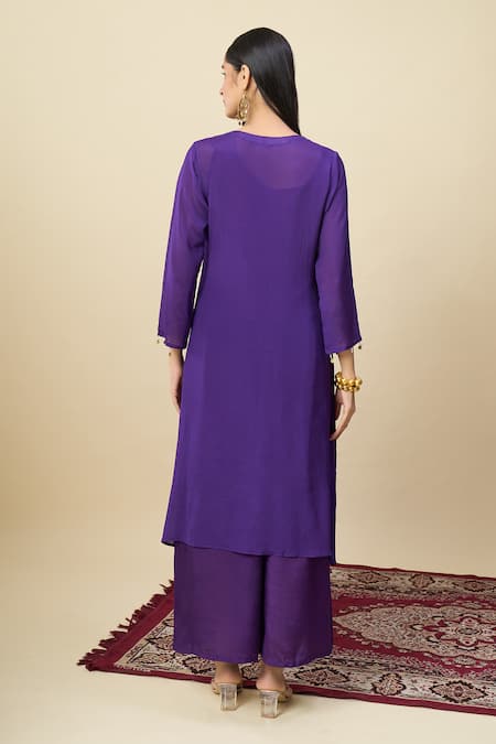 Alaya Advani Embroidered Yoke High-Low Kurta & Palazzo Set 