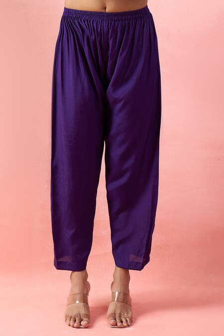 Alaya Advani_Purple Georgette Embroidery, Tassels, Mirrors, Beads High-low Kurta And Pant Set _at_Aza_Fashions