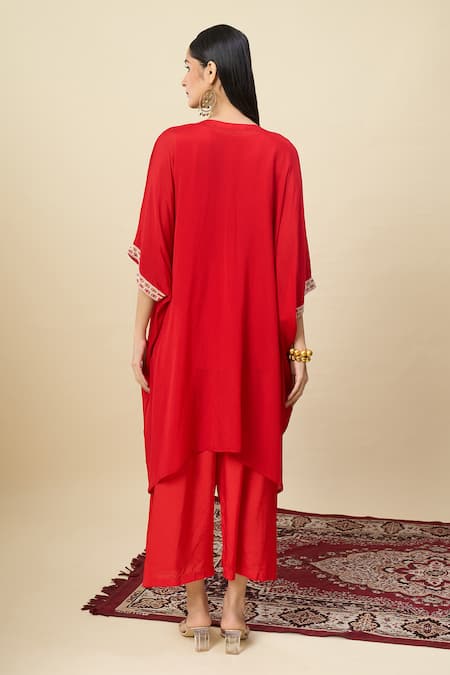 Alaya Advani Embroidered Yoke Kurta & Wide Leg Pant Set 