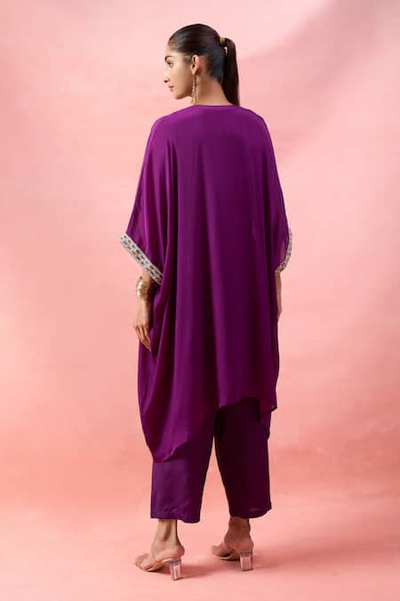 Alaya Advani Yoke Embroidered Kaftan & Wide Leg Pant Set 