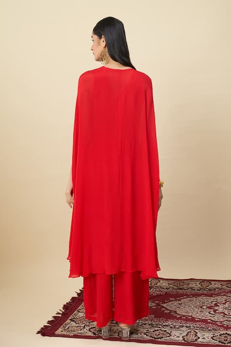 Alaya Advani Embroidered Yoke Cape Kurta & Pant Set 