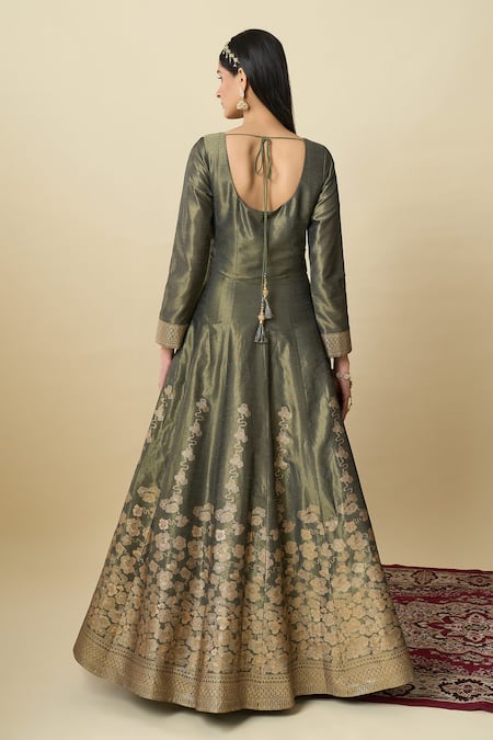 Alaya Advani Shimmer Anarkali With Floral Butti Dupatta 