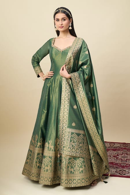 Alaya Advani Green Georgette Embroidery, Zari Shimmer Anarkali With Matching Butti Dupatta 