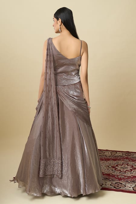 Alaya Advani Embroidered Blouse & Draped Lehenga Set 