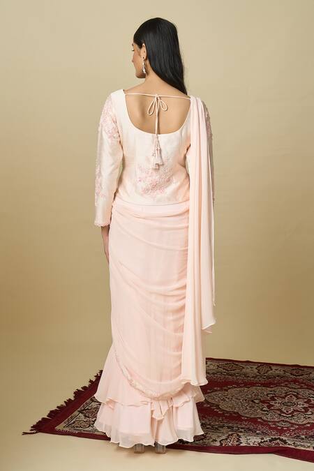 Alaya Advani Pre-Draped Layered Saree With Embroidered Top 