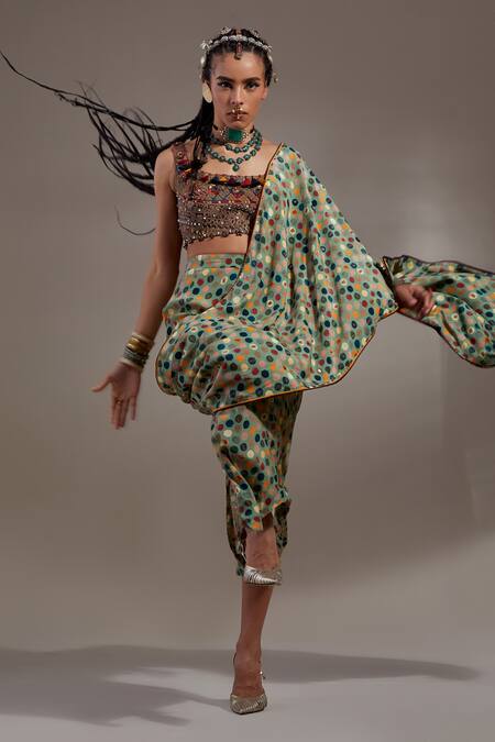 Buy Aseem Kapoor Brown Cotton, Silk Embroidery, Beads Square Neck Kalpa Blouse Buy_Aseem Kapoor_Brown Cotton, Silk Embroidery, Beads Square Neck Kalpa Blouse